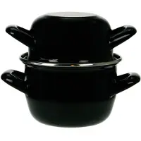 Cosy & Trendy Mosselpan - Emaille - Inductie geschikt - Zwart - ø 24 cm / 4 liter - geëmailleerde anti-aanbaklaag