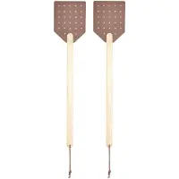 Esschert Design 2x stuks vliegenmeppers hout/leer 52 cm - Vliegenmeppers - Ongediertebestrijding