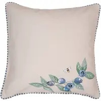 Clayre & Eef Kussenhoes 40x40 cm Beige Katoen Bosbessen Sierkussenhoes Beige Sierkussenhoes