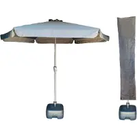 CUHOC Parasol met voet en hoes - Parasol Sunny Grey - Ø300cm + Verrijdbare Parasolvoet + Parasolhoes - Parasol COMBI