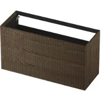 Ink Onderkast 120x45cm - Push To Open - 2 Lades - Verticaal Gefreesd - Massief Eiken Charcoal - Badkamermeubels, Wastafelonderkasten - 8718835134150