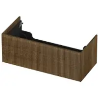 Ink Onderkast 100x45cm - Push To Open - 1 Lade - Verticaal Gefreesd - Massief Eiken Ash Grey - Badkamermeubels, Wastafelonderkasten - 8718835134457