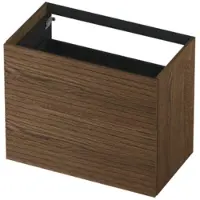 Ink Onderkast 80x45cm - Push To Open - 2 Lades - Horizontaal Gefreesd - Massief Eiken Chocolate - Badkamermeubels, Wastafelonderkasten - 8718835133863
