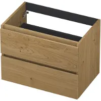 Ink Onderkast 70x45cm - Greeploos - 2 Lades - Fineer Natur - Badkamermeubels, Wastafelonderkasten - 8718835088460