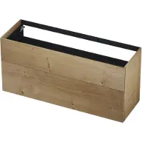 Ink Onderkast 140x45cm - Push To Open - 2 Lades - Fineer Ash Grey - Badkamermeubels, Wastafelonderkasten - 8718835104863