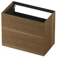 Ink Onderkast 80x45cm - Push To Open - 2 Lades - Horizontaal Gefreesd - Massief Eiken Aqua - Badkamermeubels, Wastafelonderkasten - 8718835133849