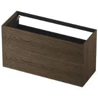 Ink Onderkast 120x45cm - Push To Open - 2 Lades - Horizontaal Gefreesd - Massief Eiken Charcoal - Badkamermeubels, Wastafelonderkasten - 8718835134112