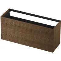 Ink Onderkast 140x45cm - Push To Open - 2 Lades - Horizontaal Gefreesd - Massief Eiken Chocolate - Badkamermeubels, Wastafelonderkasten