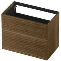 Ink Onderkast 80x45cm - Push To Open - 2 Lades - Horizontaal Gefreesd - Massief Eiken Ash Grey - Badkamermeubels, Wastafelonderkasten - 8718835133856