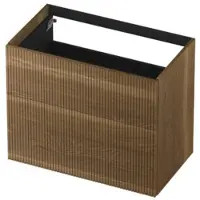 Ink Onderkast 80x45cm - Push To Open - 2 Lades - Verticaal Gefreesd - Massief Eiken Aqua - Badkamermeubels, Wastafelonderkasten - 8718835133887
