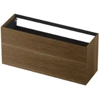 Ink Onderkast 140x45cm - Push To Open - 2 Lades - Horizontaal Gefreesd - Massief Eiken Ash Grey - Badkamermeubels, Wastafelonderkasten - 8718835134174