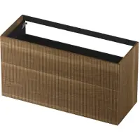 Ink Onderkast 120x45cm - Push To Open - 2 Lades - Verticaal Gefreesd - Massief Eiken Aqua - Badkamermeubels, Wastafelonderkasten - 8718835134129