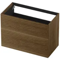 Ink Onderkast 90x45cm - Push To Open - 2 Lades - Horizontaal Gefreesd - Massief Eiken Ash Grey - Badkamermeubels, Wastafelonderkasten - 8718835133931