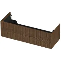 Ink Onderkast 120x45cm - Push To Open - 1 Lade - Verticaal Gefreesd - Massief Eiken Chocolate - Badkamermeubels, Wastafelonderkasten - 8718835134549