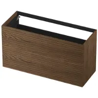 Ink Onderkast 120x45cm - Push To Open - 2 Lades - Horizontaal Gefreesd - Massief Eiken Chocolate - Badkamermeubels, Wastafelonderkasten