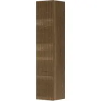 Ink Hoge Kast Hoge Kast 1 Deur Greeploos Verticaal Gefreesd Massief Eiken - Massief Eiken Aqua - 360x370x1690 Mm (bxdxh) - Badkamermeubels, Kolom- En