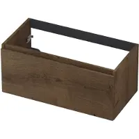 Ink Onderkast 90x45cm - Greeploos - 1 Lade - Fineer Chocolate - Badkamermeubels, Wastafelonderkasten - 8718835087999