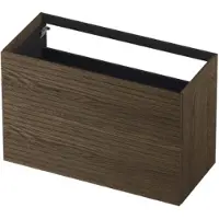 Ink Onderkast 100x45cm - Push To Open - 2 Lades - Horizontaal Gefreesd - Massief Eiken Charcoal - Badkamermeubels, Wastafelonderkasten - 8718835134037