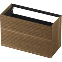 Ink Onderkast 100x45cm - Push To Open - 2 Lades - Horizontaal Gefreesd - Massief Eiken Aqua - Badkamermeubels, Wastafelonderkasten - 8718835134006