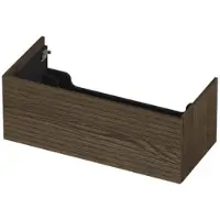 Ink Onderkast 100x45cm - Push To Open - 1 Lade - Horizontaal Gefreesd - Massief Eiken Charcoal - Badkamermeubels, Wastafelonderkasten - 8718835134433