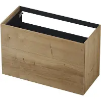 Ink Onderkast 100x45cm - Push To Open - 2 Lades - Fineer Ash Grey - Badkamermeubels, Wastafelonderkasten - 8718835104788