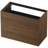 Ink Onderkast 90x45cm - Push To Open - 2 Lades - Horizontaal Gefreesd - Massief Eiken Chocolate - Badkamermeubels, Wastafelonderkasten - 8718835133948