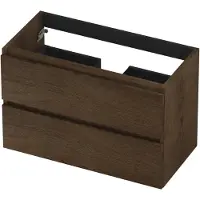 Ink Onderkast 80x40cm - Greeploos - 2 Lades - Fineer Chocolate - Badkamermeubels, Wastafelonderkasten - 8718835103637