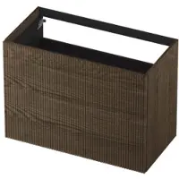 Ink Onderkast 90x45cm - Push To Open - 2 Lades - Verticaal Gefreesd - Massief Eiken Charcoal - Badkamermeubels, Wastafelonderkasten - 8718835133993