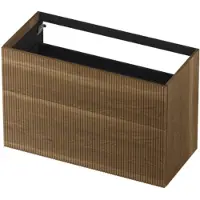 Ink Onderkast 100x45cm - Push To Open - 2 Lades - Verticaal Gefreesd - Massief Eiken Charcoal - Badkamermeubels, Wastafelonderkasten - 8718835134075