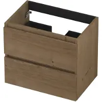 Ink Onderkast 60x40cm - Greeploos - 2 Lades - Fineer Ash Grey - Badkamermeubels, Wastafelonderkasten - 8718835103583