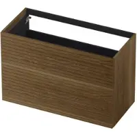 Ink Onderkast 100x45cm - Push To Open - 2 Lades - Horizontaal Gefreesd - Massief Eiken Ash Grey - Badkamermeubels, Wastafelonderkasten - 8718835134013