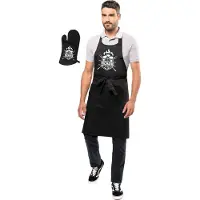 Kariban Naamcadeau - BBQ schort met BBQ handschoen - Verjaardag - Vaderdag - Grillmaster - Fire - met naam