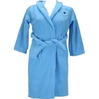 Benza Fleece badjas van Kwikki met capuchon - 10 – 12 jaar - Zacht blauw