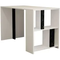 Skye Decor , Lima - Wit, zwart marmer, bureau, wit, 100% melaminecoating op spaanplaat, 120 x 60 x 75,4 cm