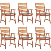 vidaXL Tuinstoelen 6 st met kussens massief acaciahout