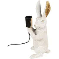 Clayre & Eef Tafellamp Konijn 36 cm Wit Kunststof Bureaulamp Wit Bureaulamp