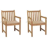 vidaXL Tuinstoelen 2 st met beige kussens massief teakhout