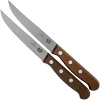 Victorinox Wood Steak- en pizzamessenset 2 stuks Gekarteld