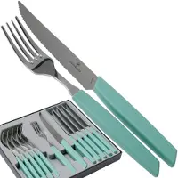 Victorinox Swiss Army Swiss Modern 6.9096.12W41.12, 12-delige bestekset met steakmes, groen