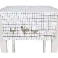 Clayre & Eef - Tafelloper - Landelijk - geruit - Kippen & Hanen - Country Side Chicken - 50 x 140 cm