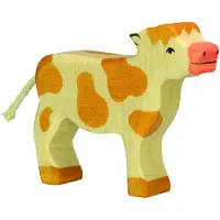 Holztiger Boerderij - Kalf Staand - 11X3X9Cm - Houten Figuur - Handgemaakt