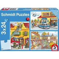 Schmidt - Legpuzzel - Brandweer en politie - 3 x 24 stukjes - Kinderen - vanaf 3 jaar