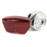 Ikzi Light Ikzilight Retro fietslampenset - chroom - 3x LED voor - 5x LED achter - batterijvoeding - zichtbaarheid tot 800m