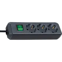 Brennenstuhl 1152900 Eco-Line Stekkerdoos 3 Type F Stopcontacten 5 m Met schakelaar Zwart