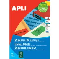 APLI Gekleurde etiketten Ft 105 x 148 mm (b x h), geel, 80 stuks, 4 per blad, etui van 20 blad