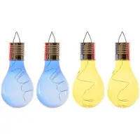Lumineo 4x Buitenlampen/tuinlampen lampbolletjes/peertjes 14 cm blauw/geel - Buitenverlichting