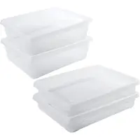 Hega hogar 4x Voedsel plastic bewaarbakjes laag 1,5 en 2,5 liter transparant - Vershoudbakjes