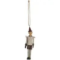 Clayre & Eef Hanger 12 cm Grijs Kunststof Pinokkio Woondecoratie Grijs Woondecoratie