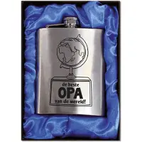 Benza Zakfles - Heupfles met Schroefdop - RVS - De beste opa! (inhoud 210 ml)