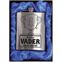 Benza Zakfles - Heupfles met Schroefdop - RVS - De beste vader! (inhoud 210 ml)